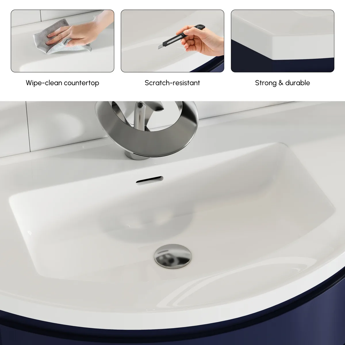 35" Floating Curved Bathroom Vanity Half-Circle Bathroom Cabinet — image 25