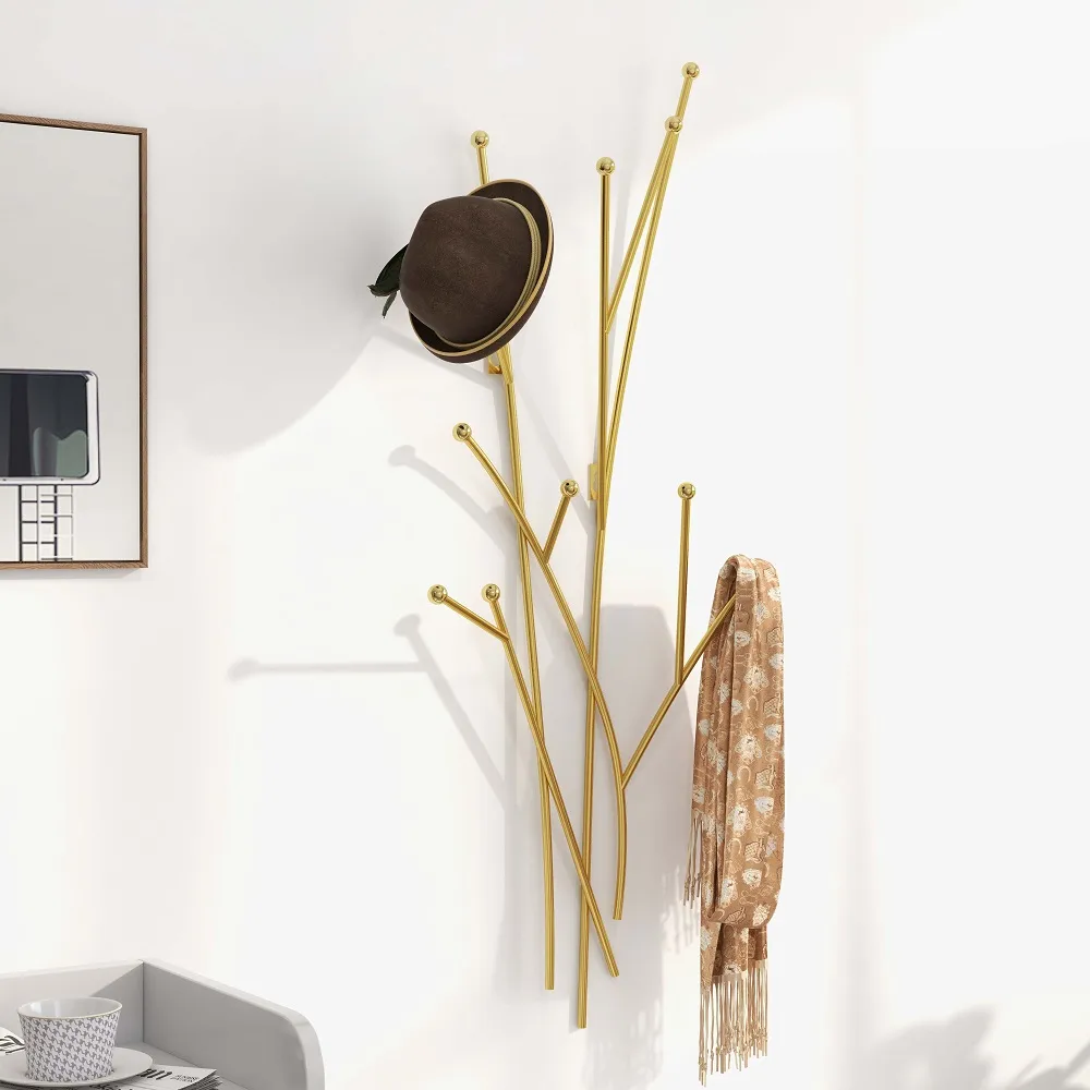 11 Hooks Wall Mounted Coat Racks Iron Entryway Furniture Tree Branch Shape — image 12