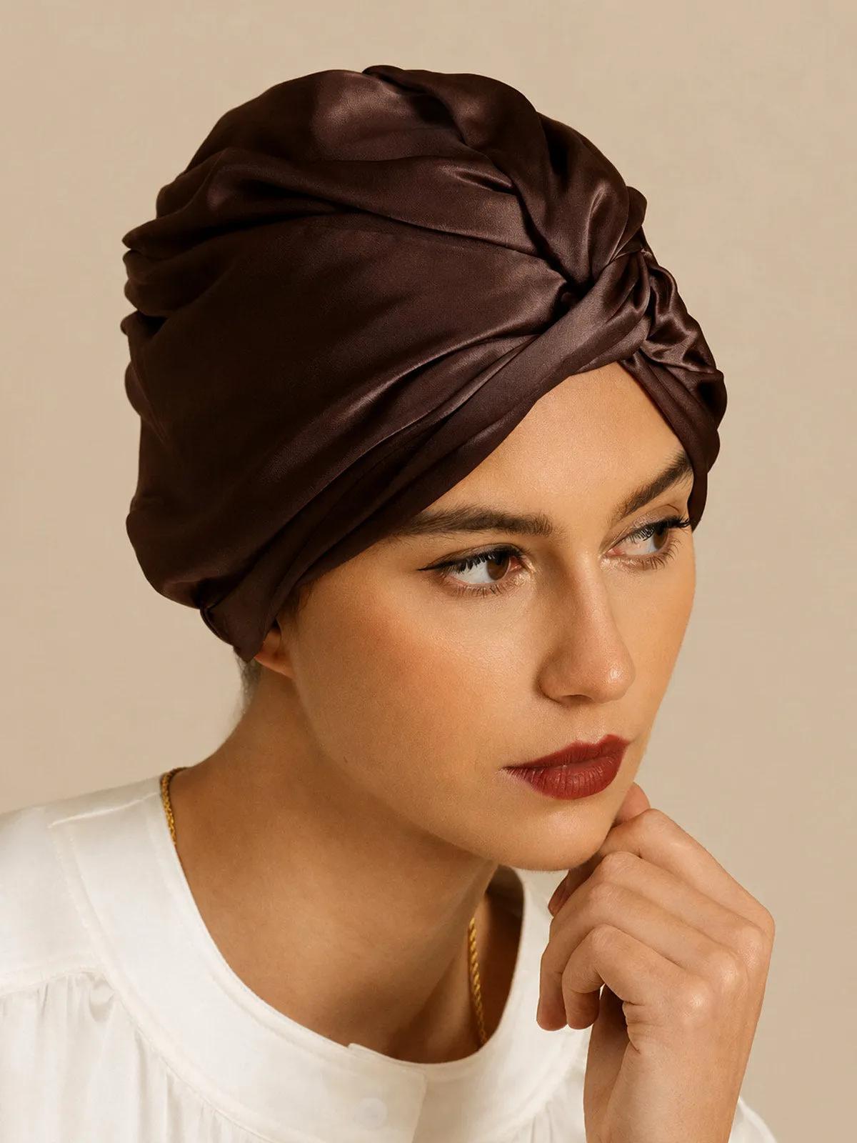 22Momme 100% Mulberry Silk Knot-Front Hair Bonnet with Adjustable Button Design — image 4