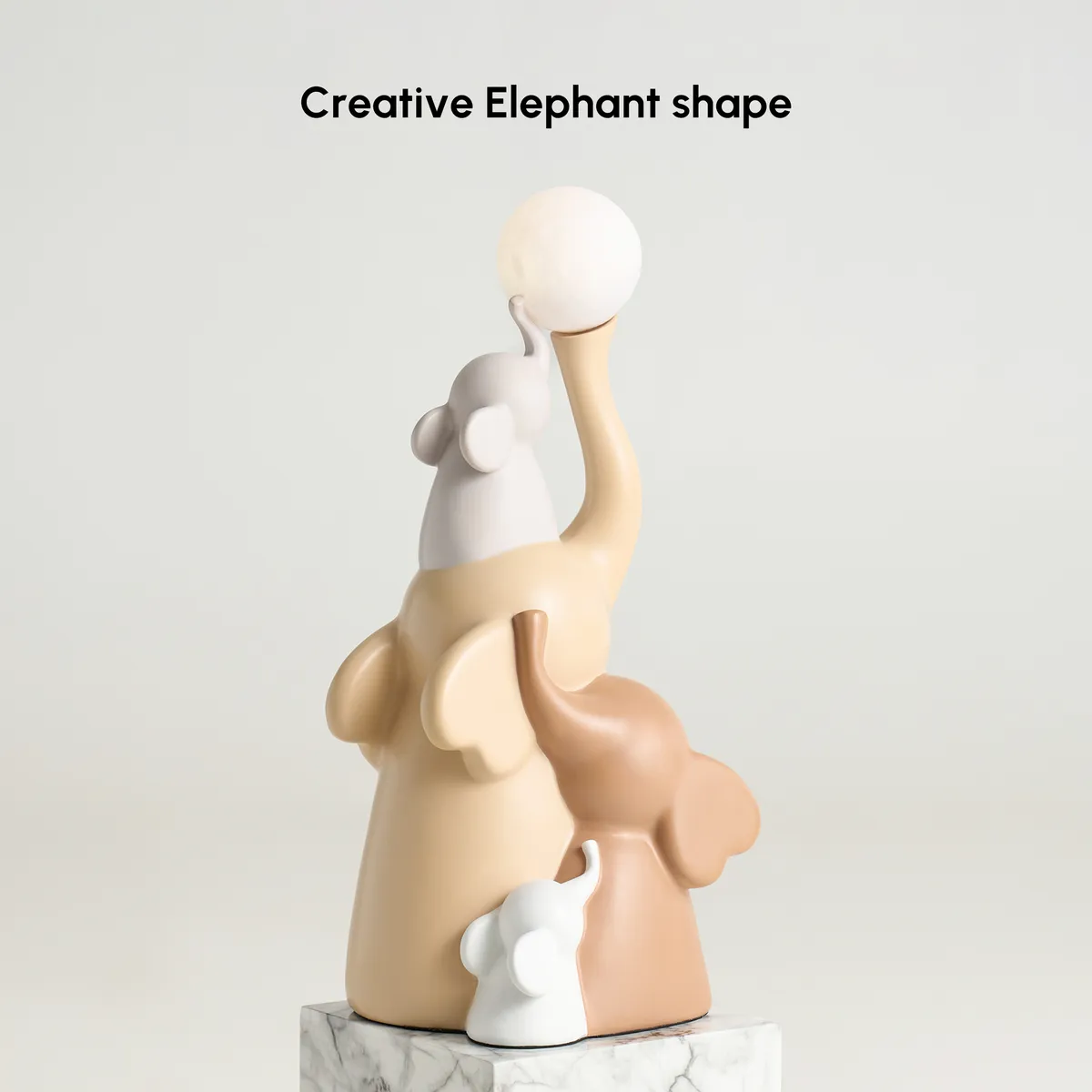 30" Elephant Sculpture with Rechargeable LED Ball – Resin Elephant Decor with Remote — image 9