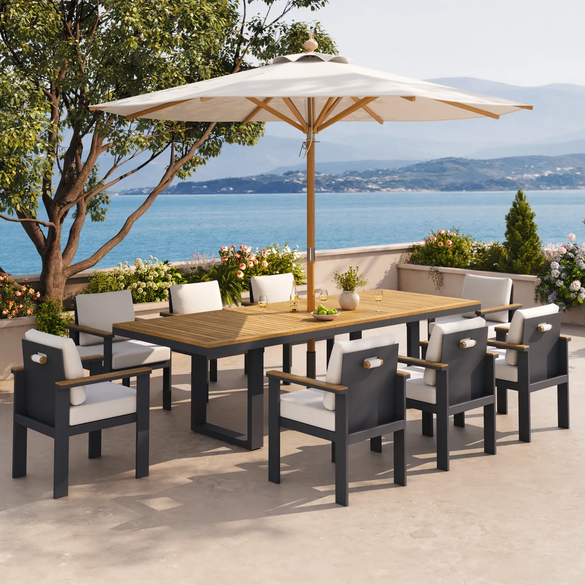 Tevara Outdoor Extendable Teak & Aluminum Dining Table — image 5