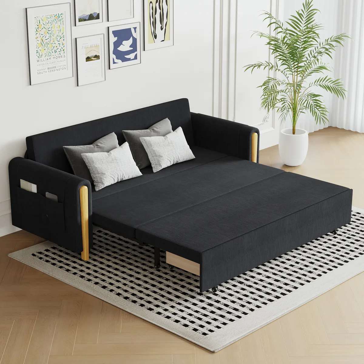 Black Upholstered King Size Daybed with Trundle — image 22