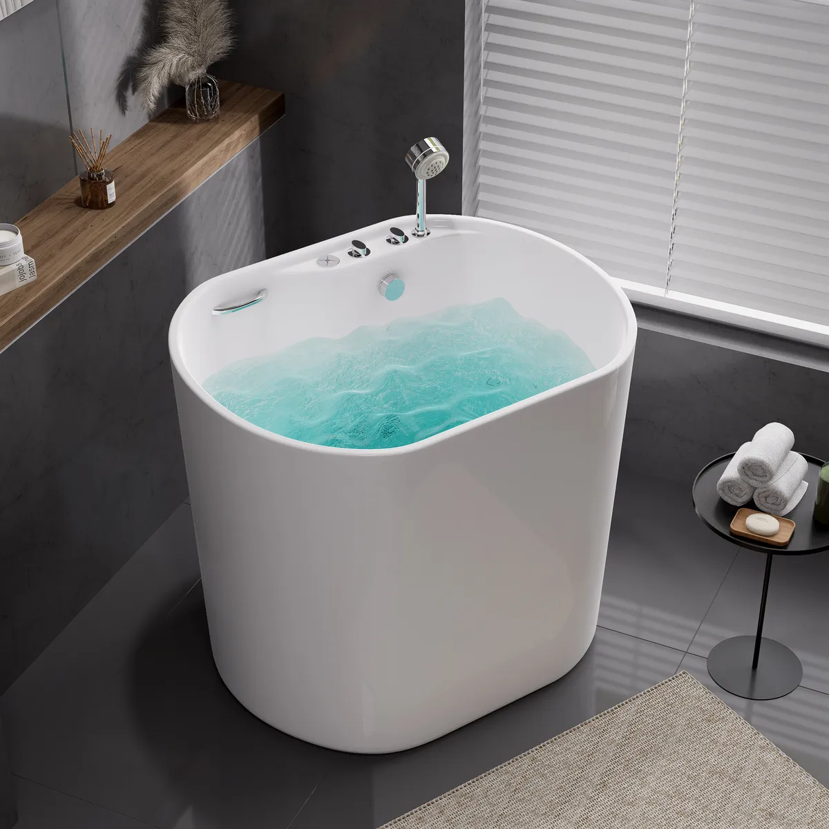 39" Deep Whirlpool Bathtub oval Acrylic Jetted with Thermostat Control Modern — image 2