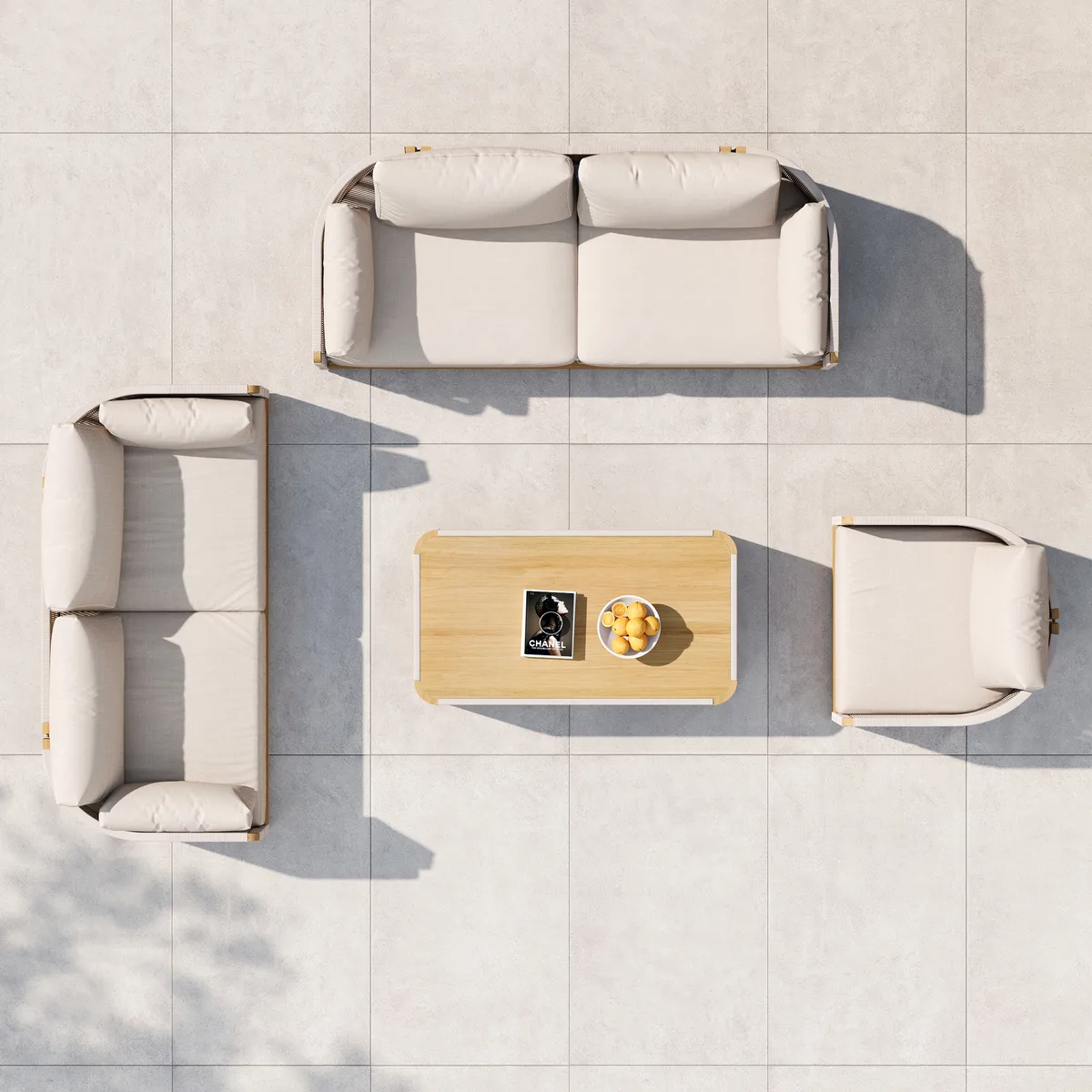 Costra Modern Aluminum & Rope Outdoor Swivel Sofa Set with Coffee Table & Cover — image 25