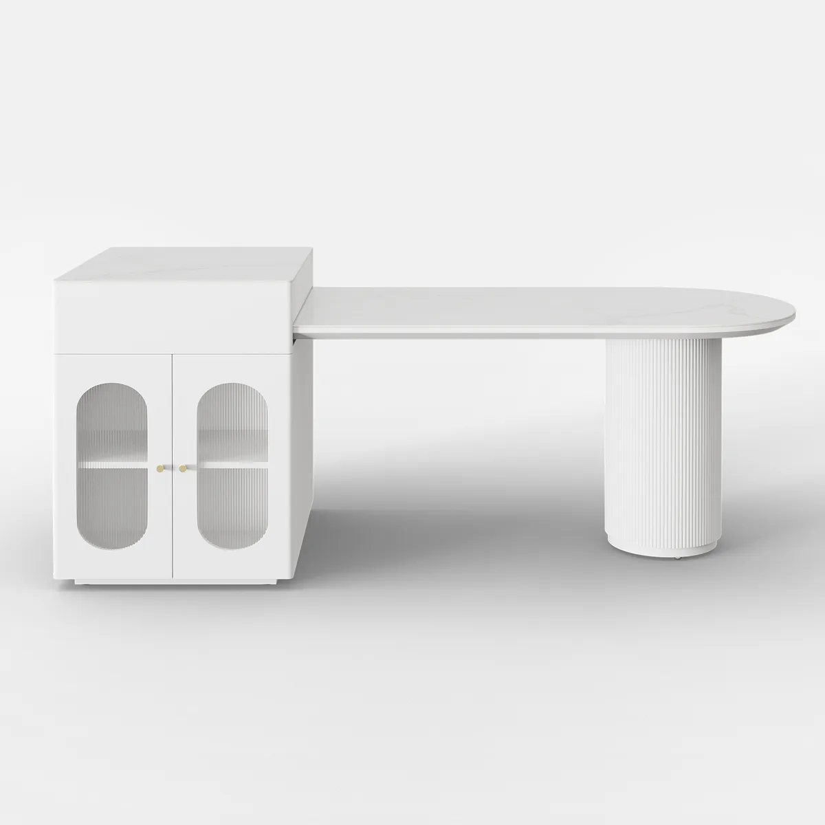 Expandable Kitchen Island with Marble-Pattern Sintered Stone Top 70.9"-82.7" — image 8