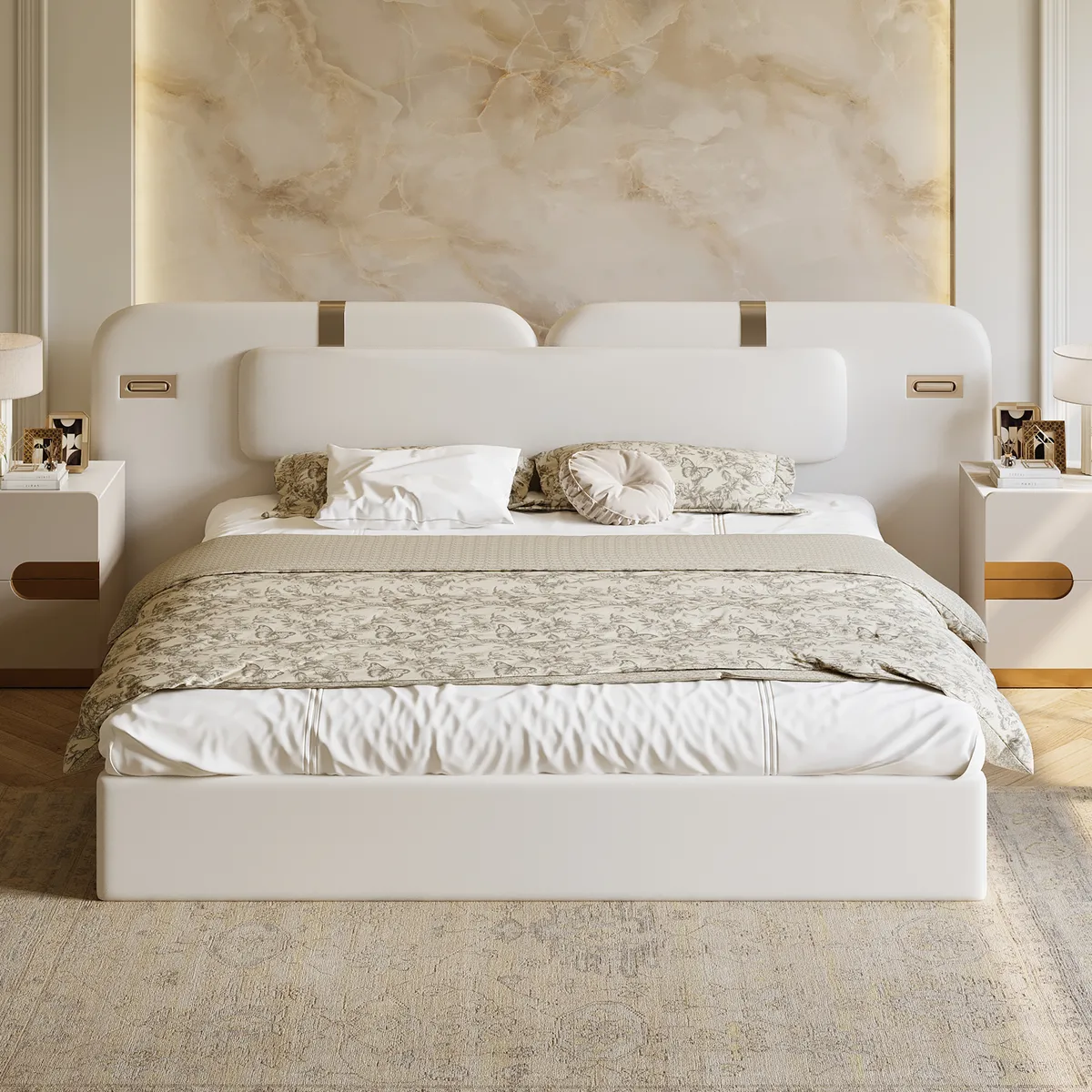 Horva King Faux Leather Platform Bed