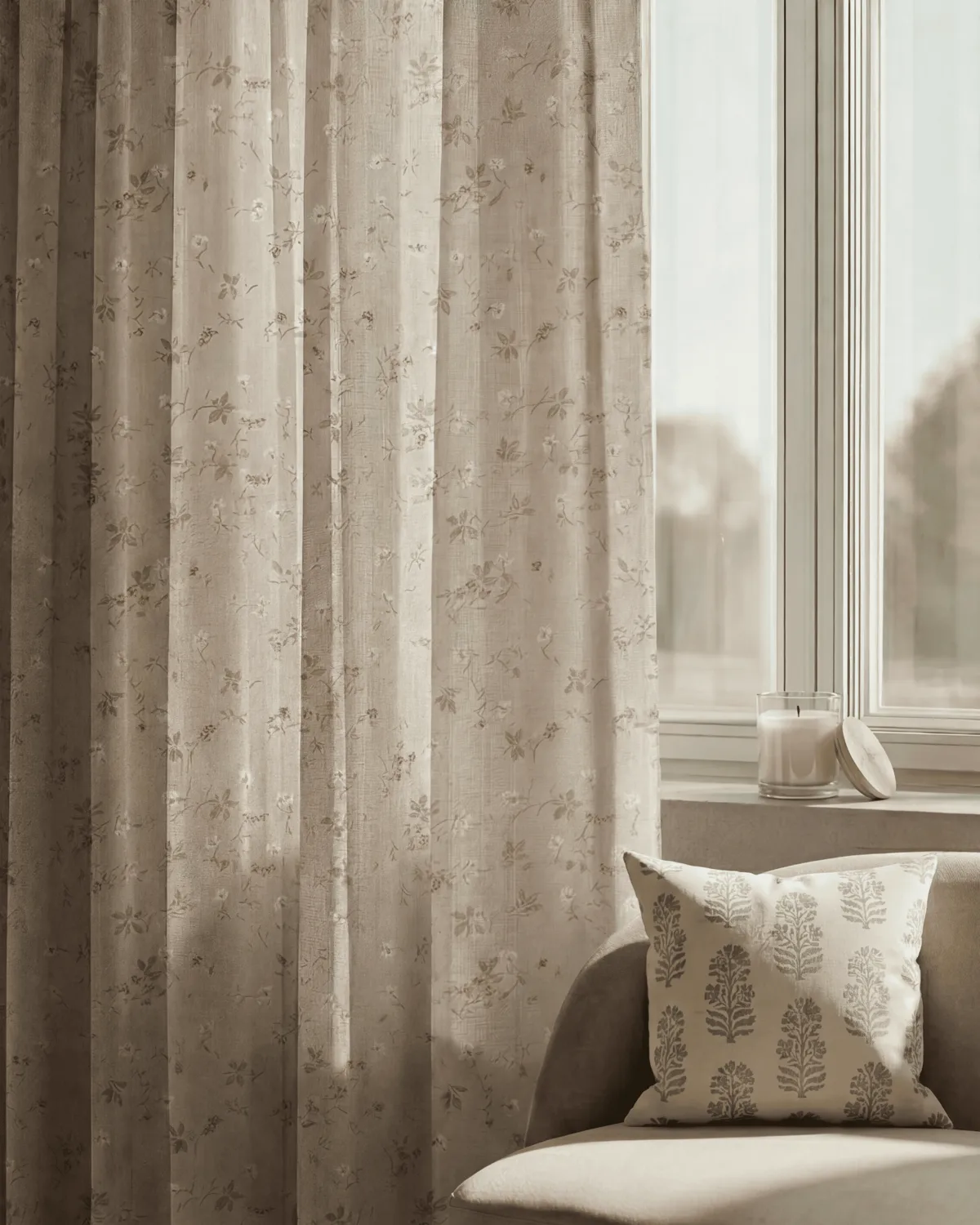 Whisper Linen Blend Floral Patterned Custom Curtain — image 5