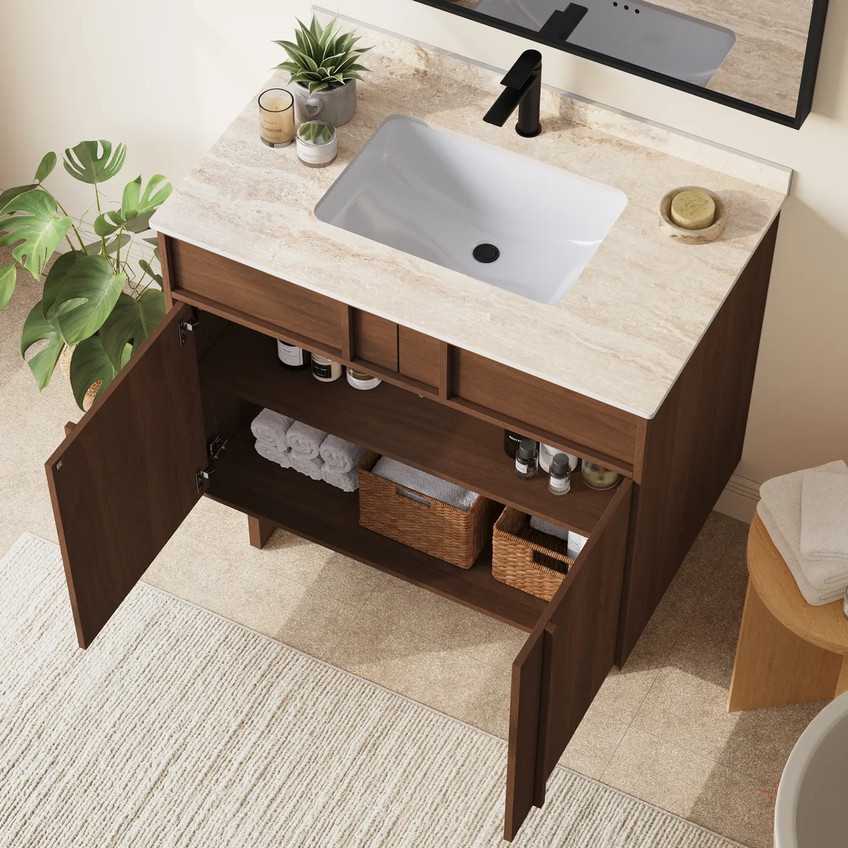 Panvyr 36" Mid-Century Bathroom Vanity with Sink & Sintered Stone Top Modern — image 4