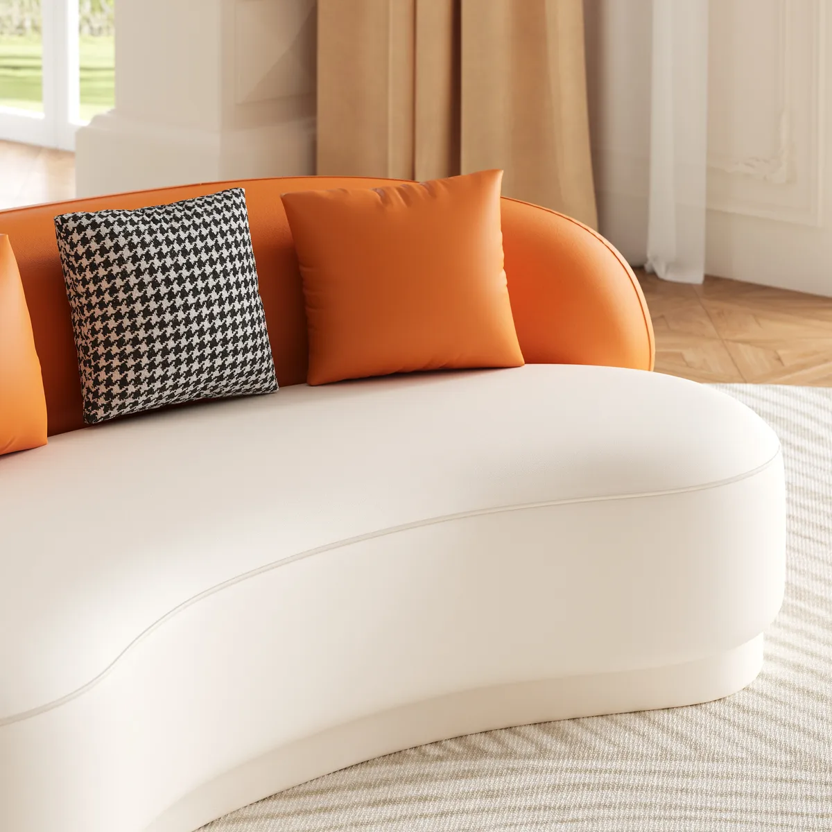 Modern Leather Upholstered Sofa 3-Seater Sofa — image 8