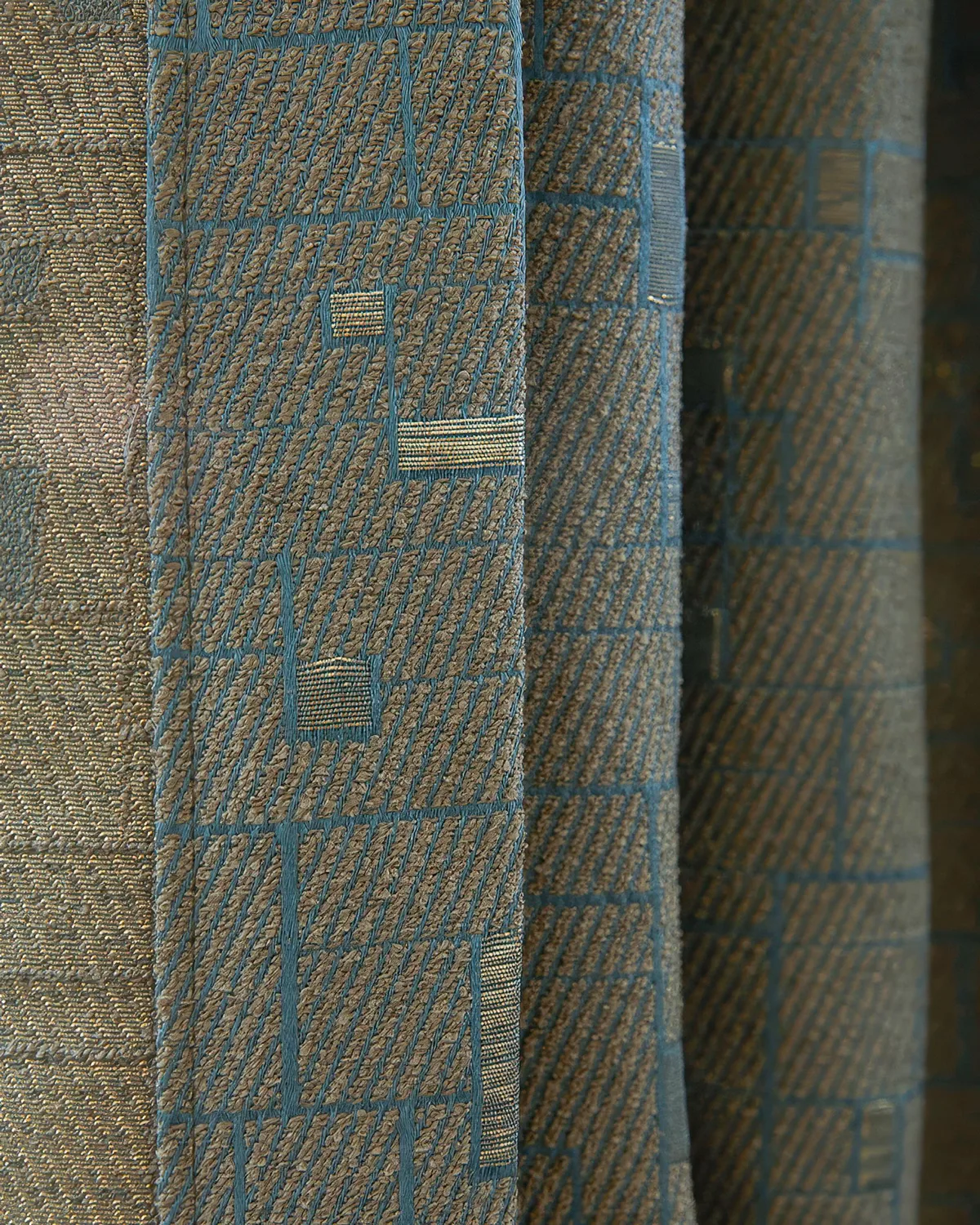 Chelsea 47 x 123 Inch Inverted Box Pleat Circuit Cotton Grid Patterned Curtain — image 3