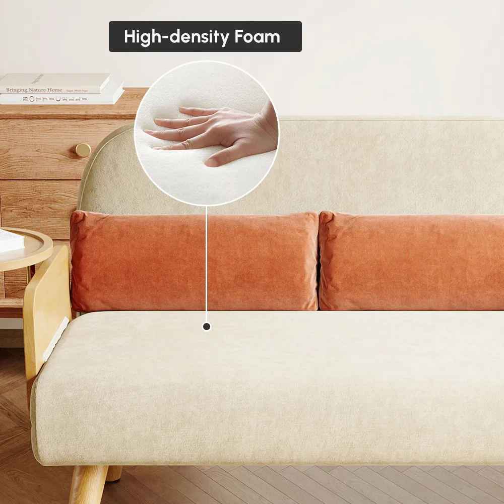 Futon Bed Twin Sleeper Sofa Convertible Chair Bed with Rattan Armrest — image 27