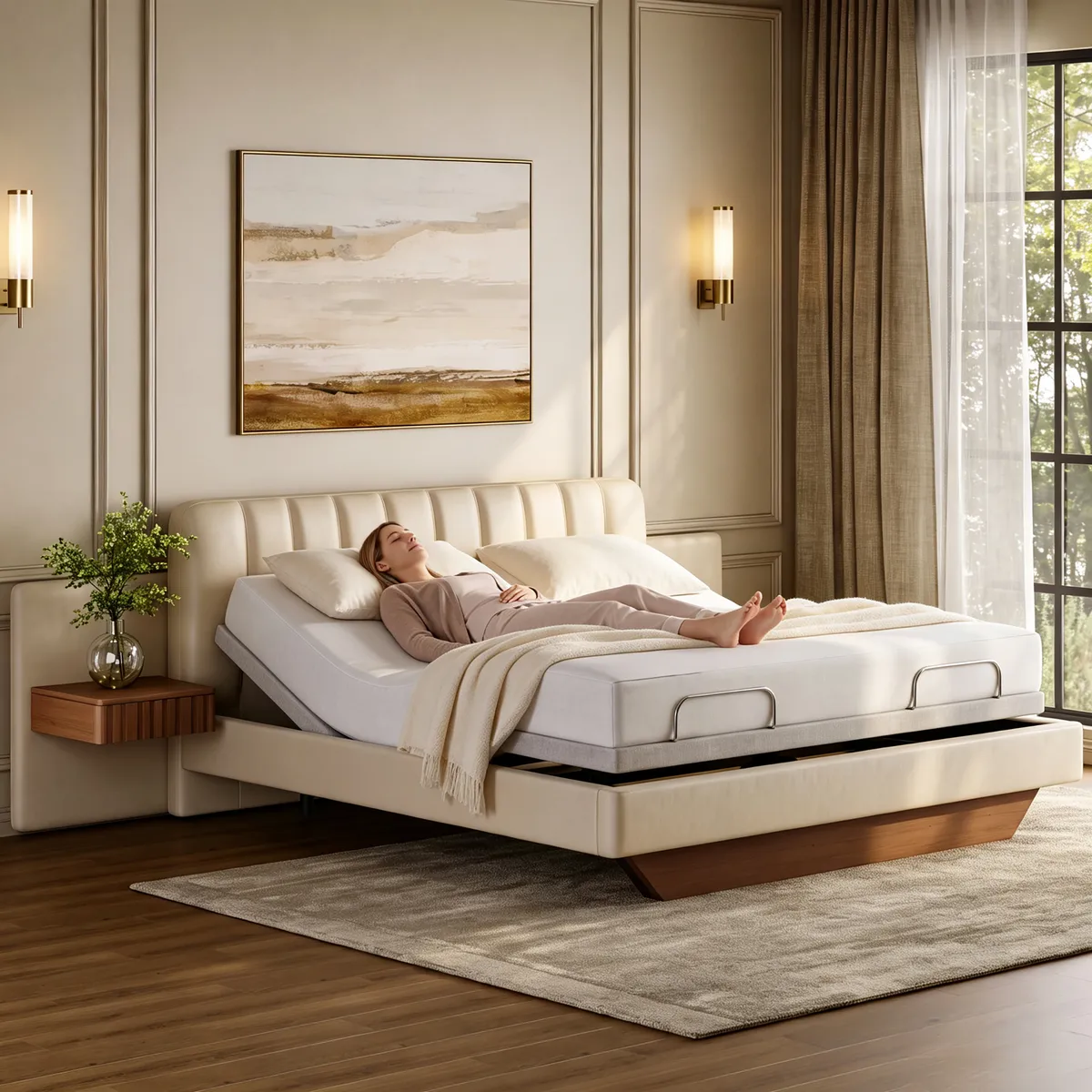 King Genuine Leather Zero Gravity Adjustable Bed Set — image 4