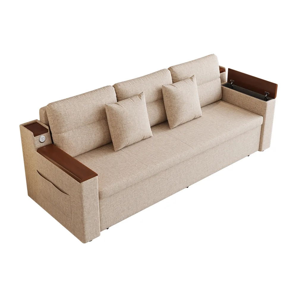 King Size Daybed with Trundle Linen Pull Out Sofa Bed — image 28