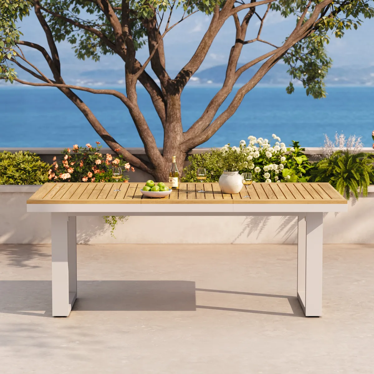 Tevara Outdoor Extendable Teak & Aluminum Dining Table — image 12