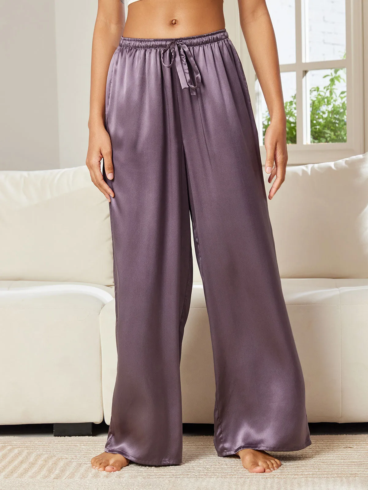 100% Mulberry Silk Wide Leg Women's Pants — image 4