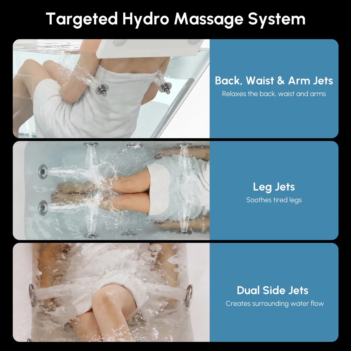 59" Whirlpool Bathtub with Thermostatic Control & Massage Jets & LED Lighting — image 16