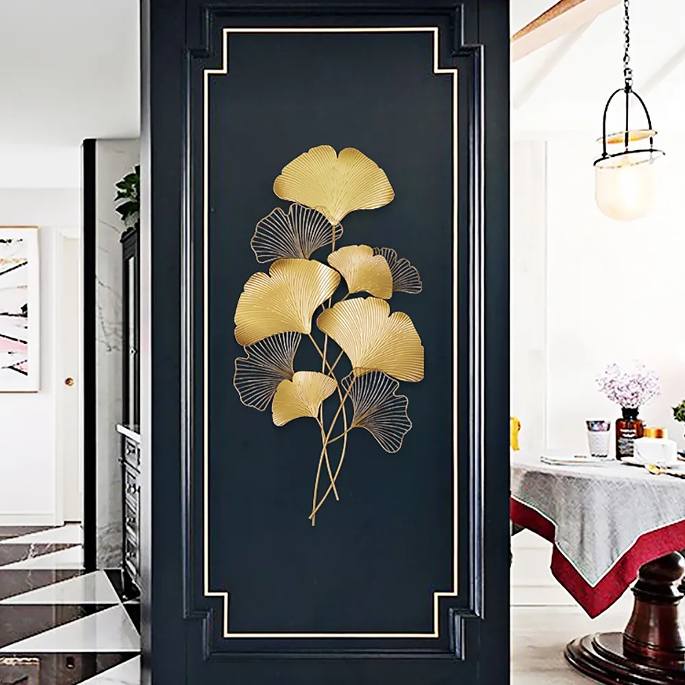 Modern Metal Ginkgo Leaves Wall Decor Home Hanging Art — image 3
