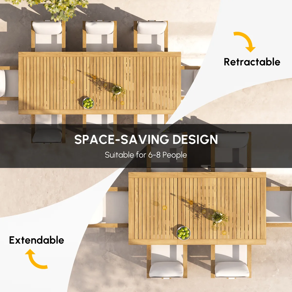 Tevara Outdoor Extendable Teak & Aluminum Dining Table — image 16