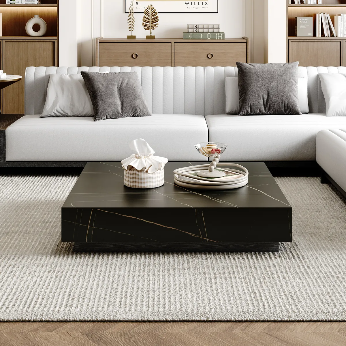 Electric Fireplace Humidifier TV Stand Faux Marble with Remote Control for TVs Up — image 5