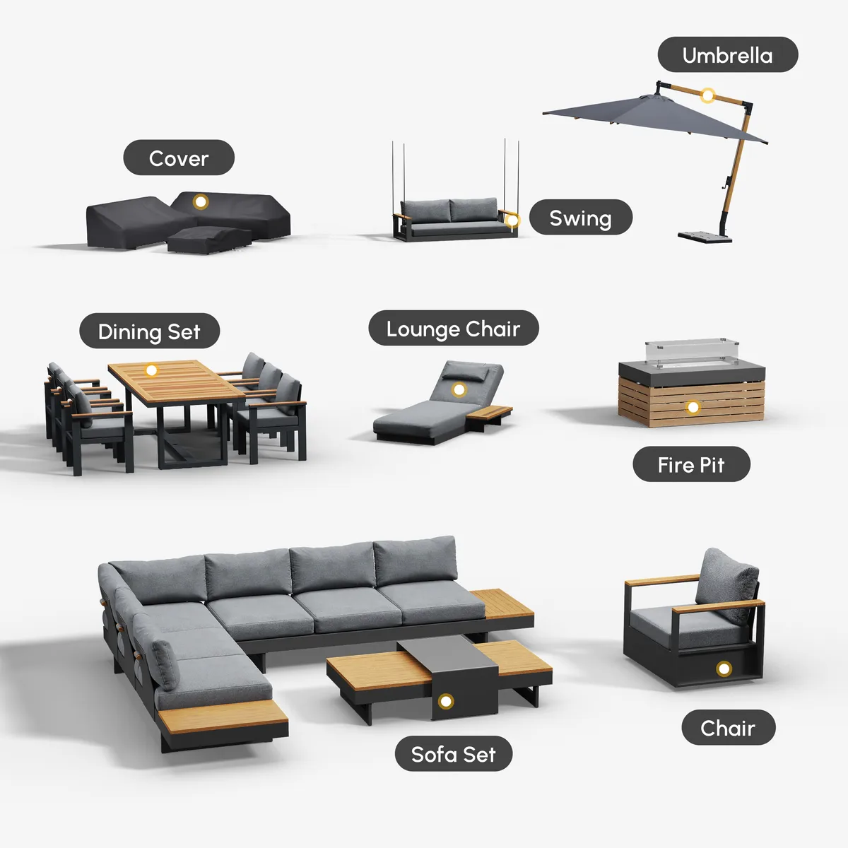 Tevara Outdoor Swing Sofa in Sand with Cushion & Black Cover — image 6