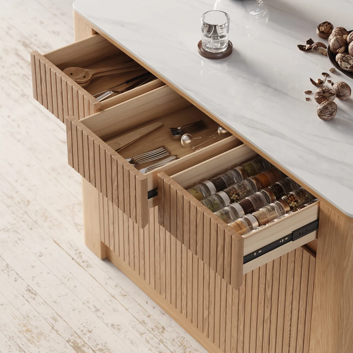 72" Sintered Stone Top Solid Wood Kitchen Island with Storage — image 20