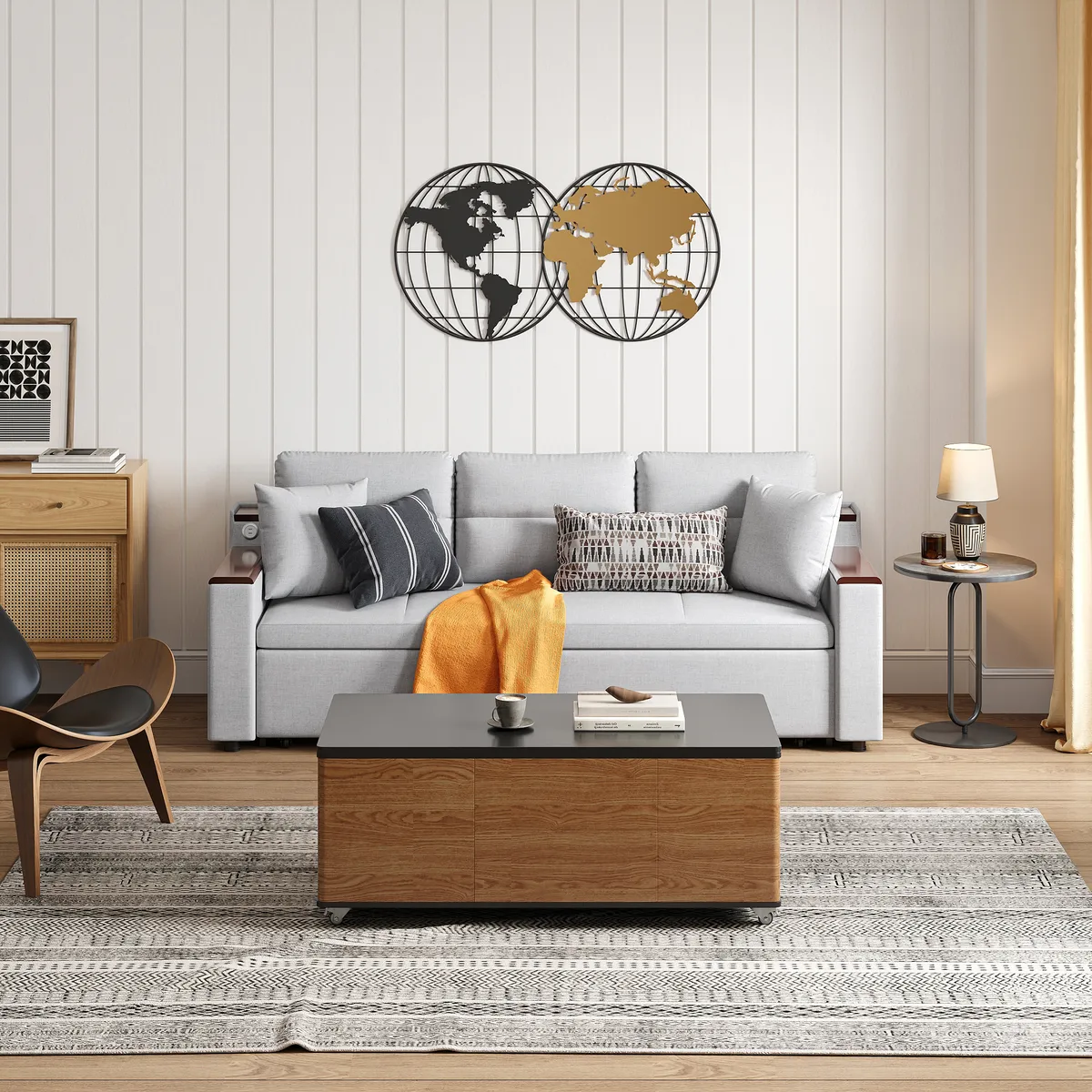 King Size Daybed with Trundle Linen Pull Out Sofa Bed — image 15