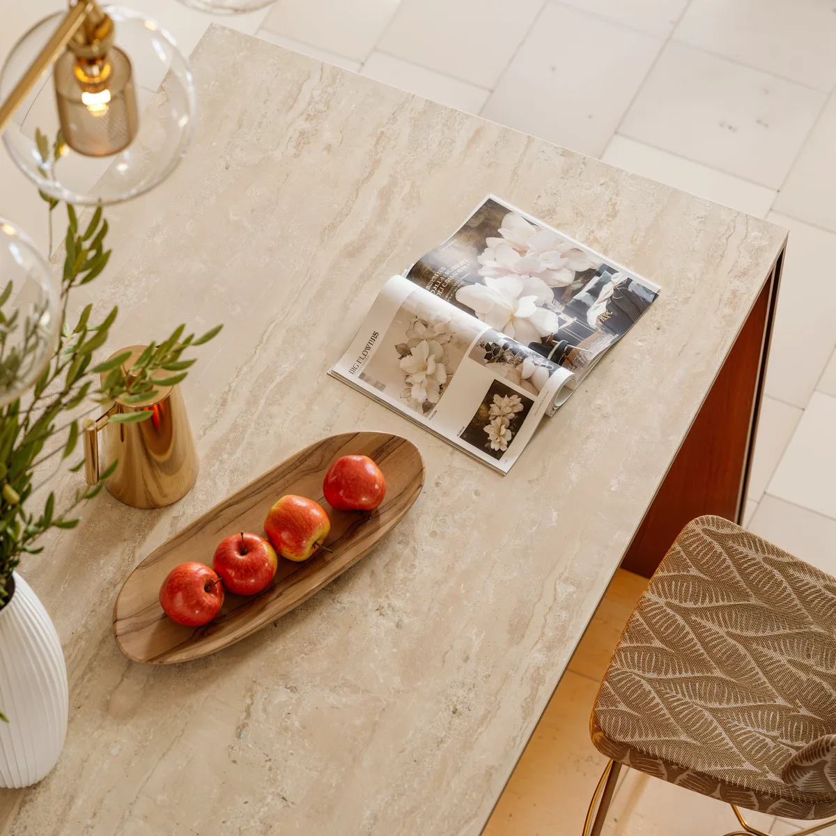 Panvyr 72" Faux Travertine Sintered Stone Kitchen Island & 2 Counter Stools Set — image 8