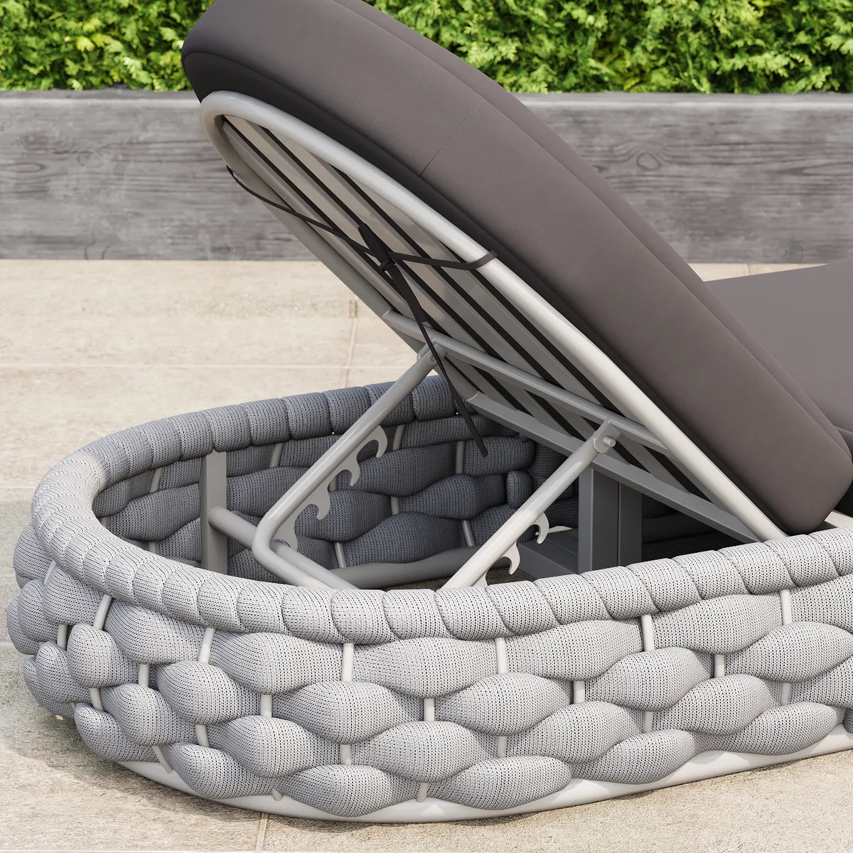 Cocaro Outdoor Aluminum & Rope Weave Adjustable Chaise Lounge — image 18
