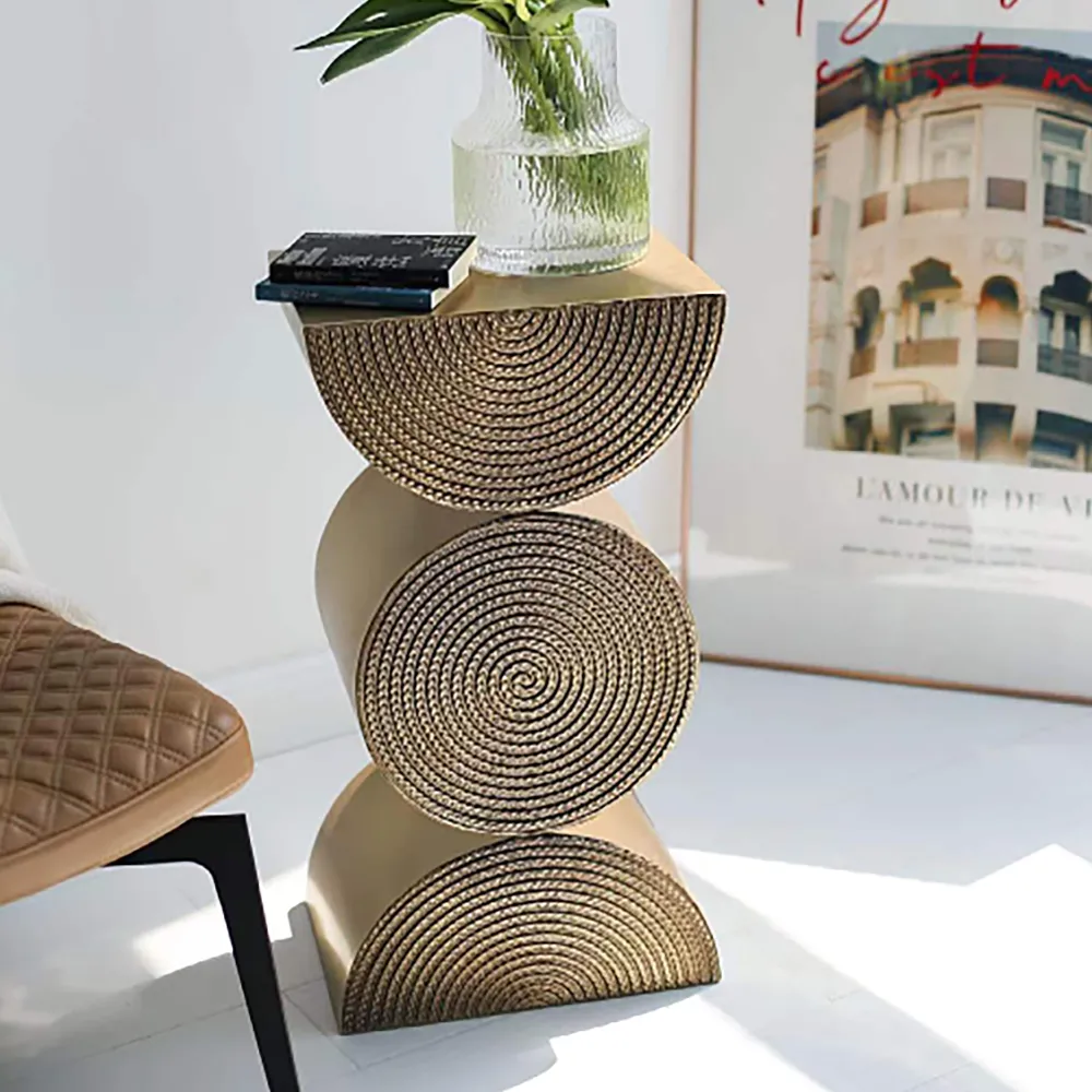 Modern Side Tables Creative Gold Metal Small End Table Unique Shape Bedside Table — image 3