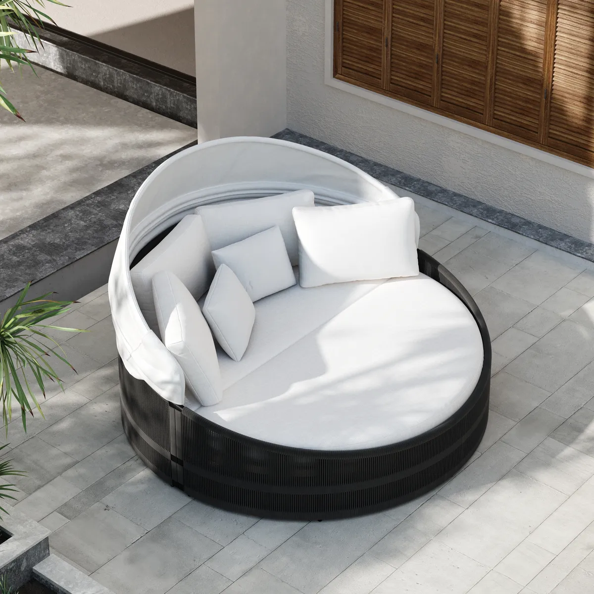 Costra Weatherproof Round Patio Daybed with Adjustable Canopy — image 2