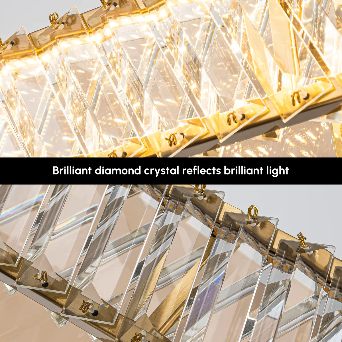 Linear Crystal Kitchen Island Light, Warm White Dimmable LED — image 7