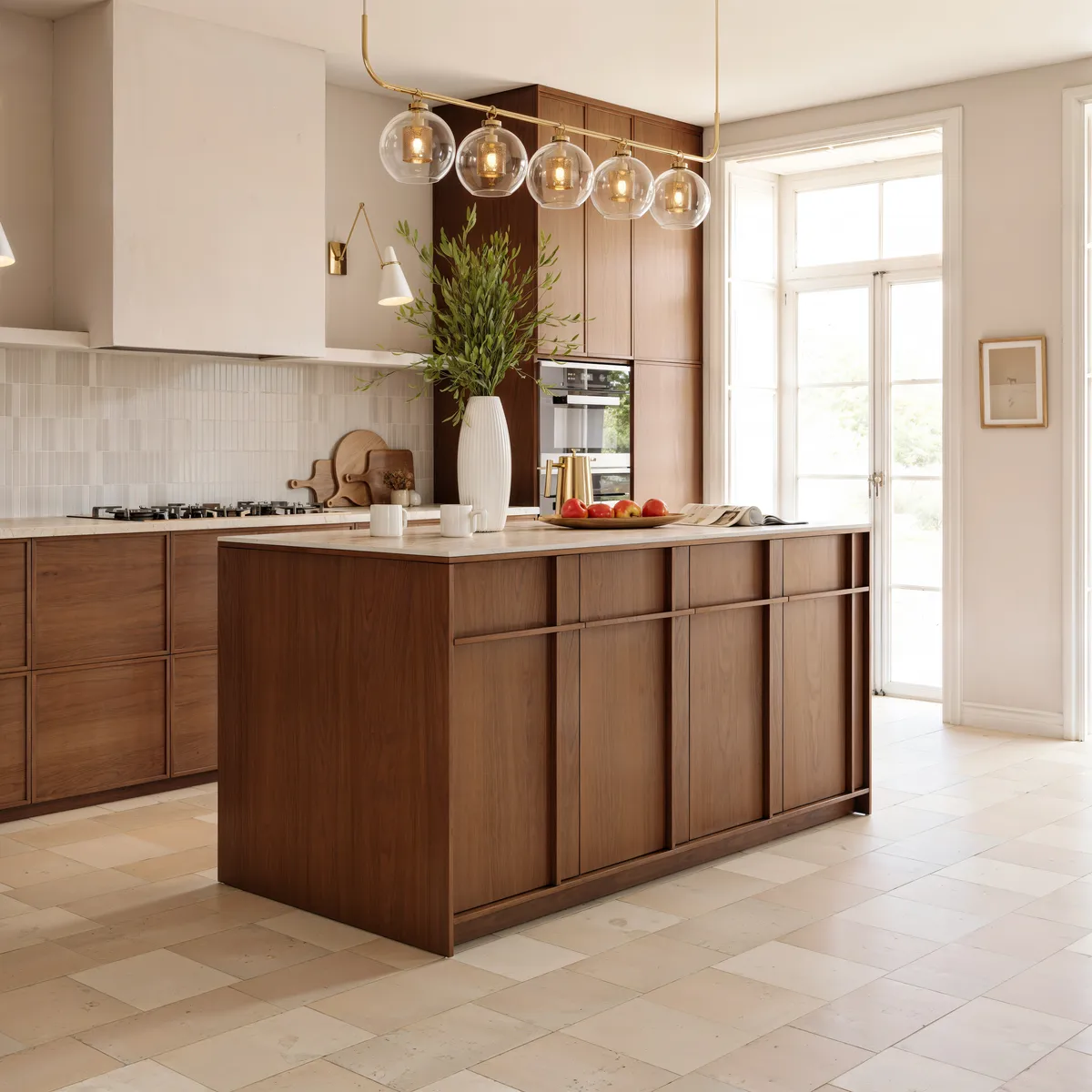 Modern 72" Faux Travertine Sintered Stone Kitchen Island with Storage & LED Light — image 7