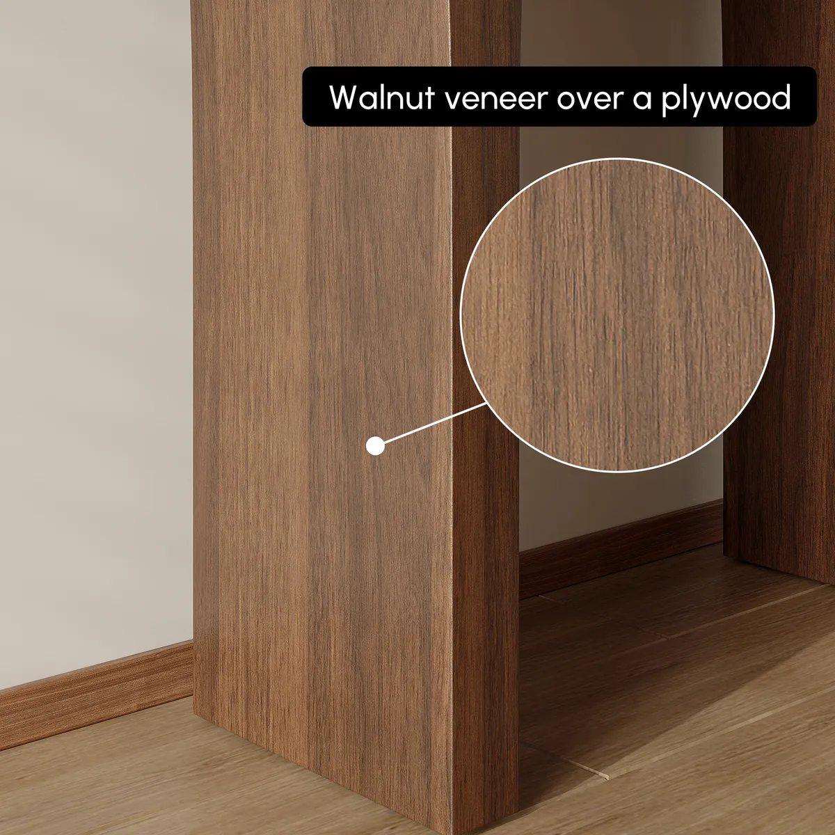 Travertine Veneer Top Console Table Entryway Furniture in Walnut (55" Wide) — image 7