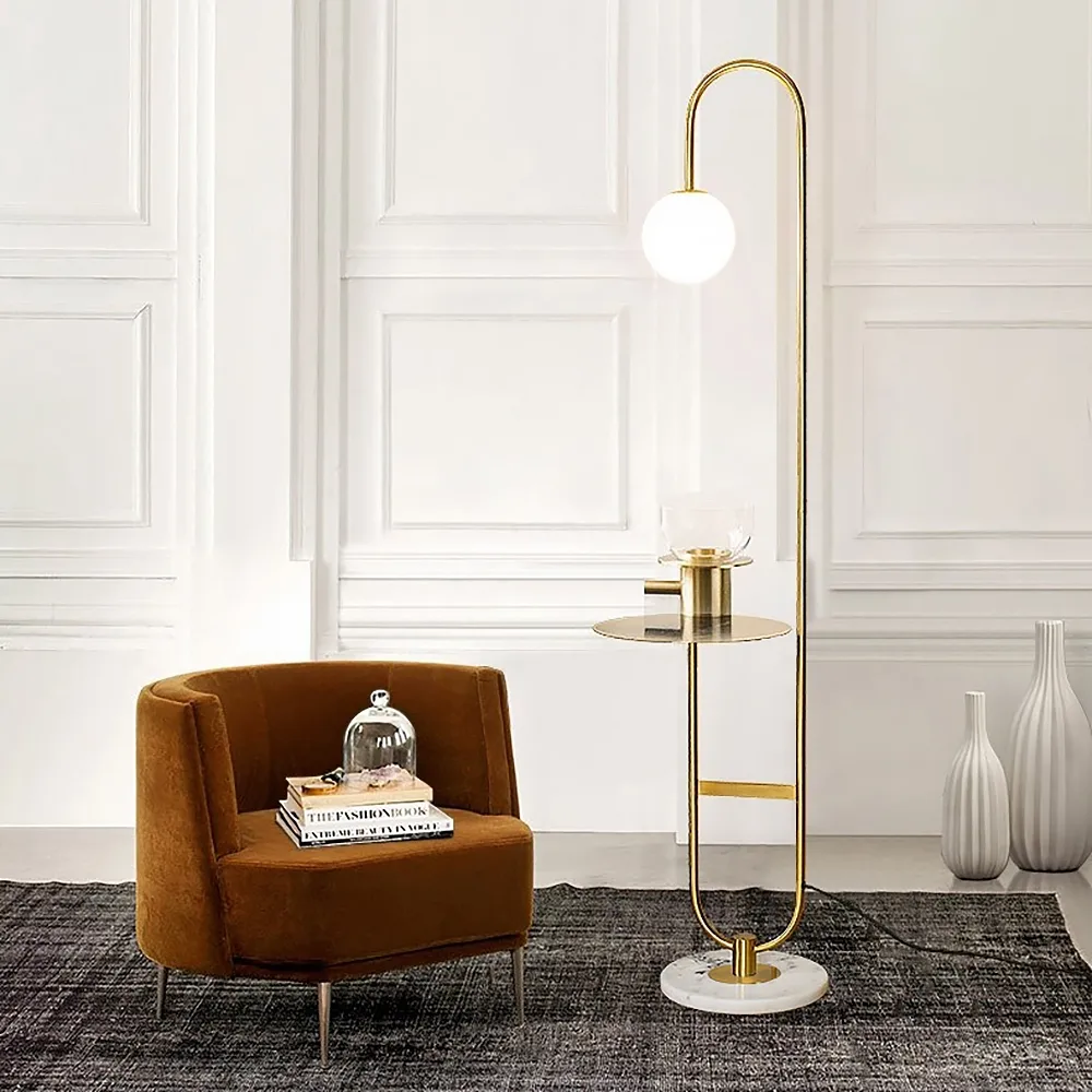 Globeal Set of two 60" Modern Floor Lamp with Shelf — image 2