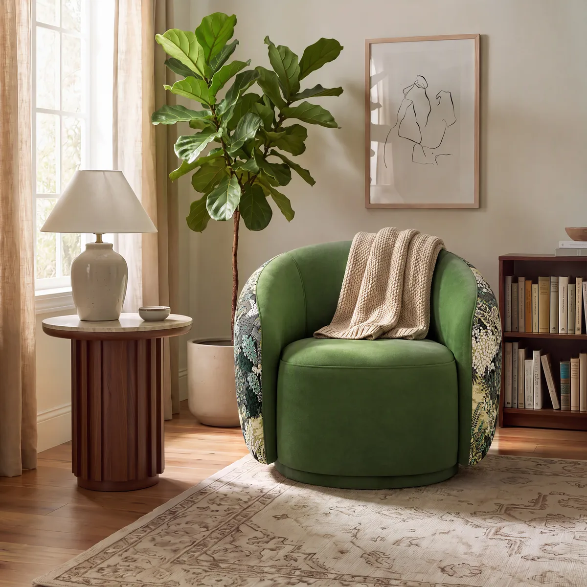 Performance Velvet 360° Swivel Barrel Accent Chair — image 2