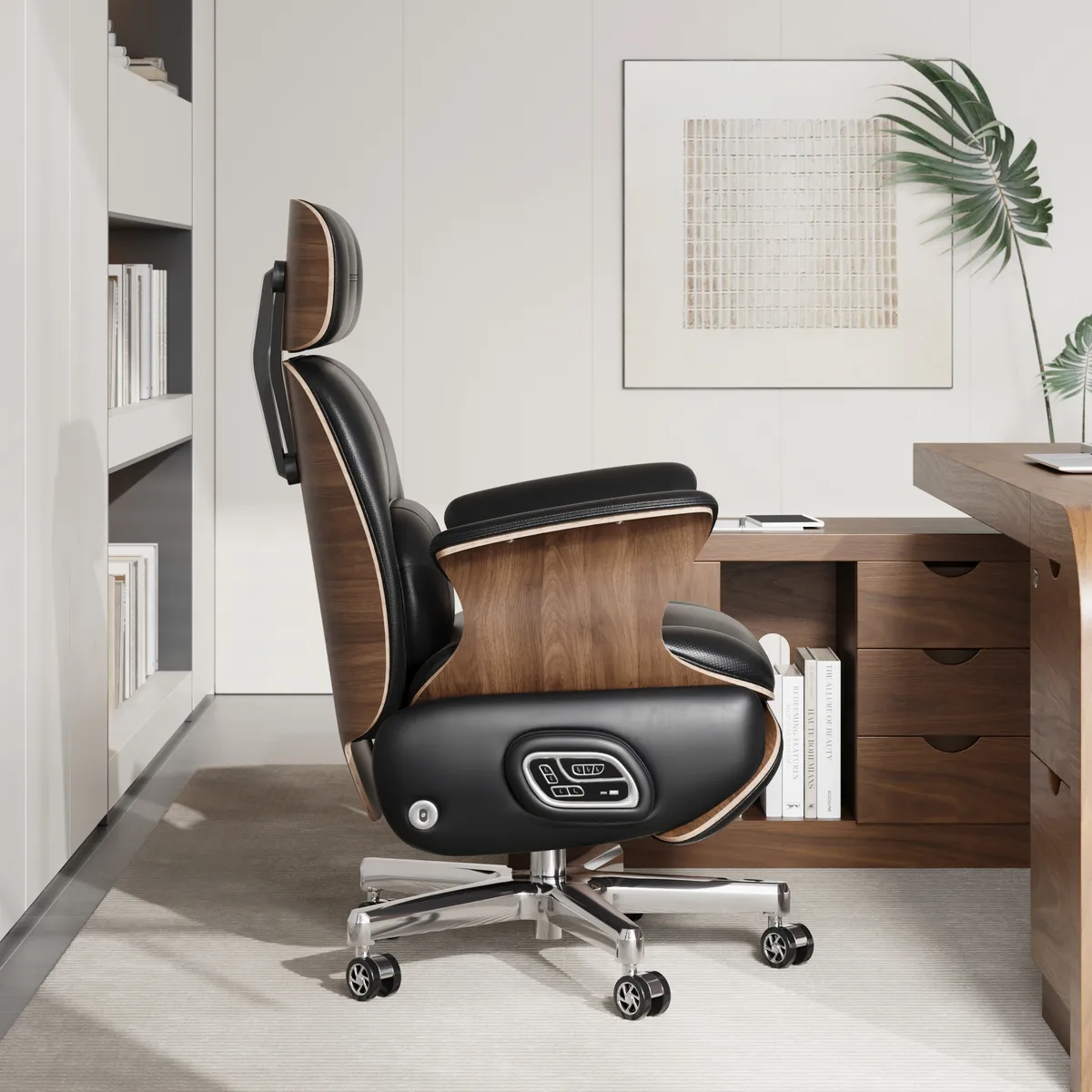 Black Genuine Leather Power Reclining Executive Office Chair Swivel Office Desk Chair — image 8