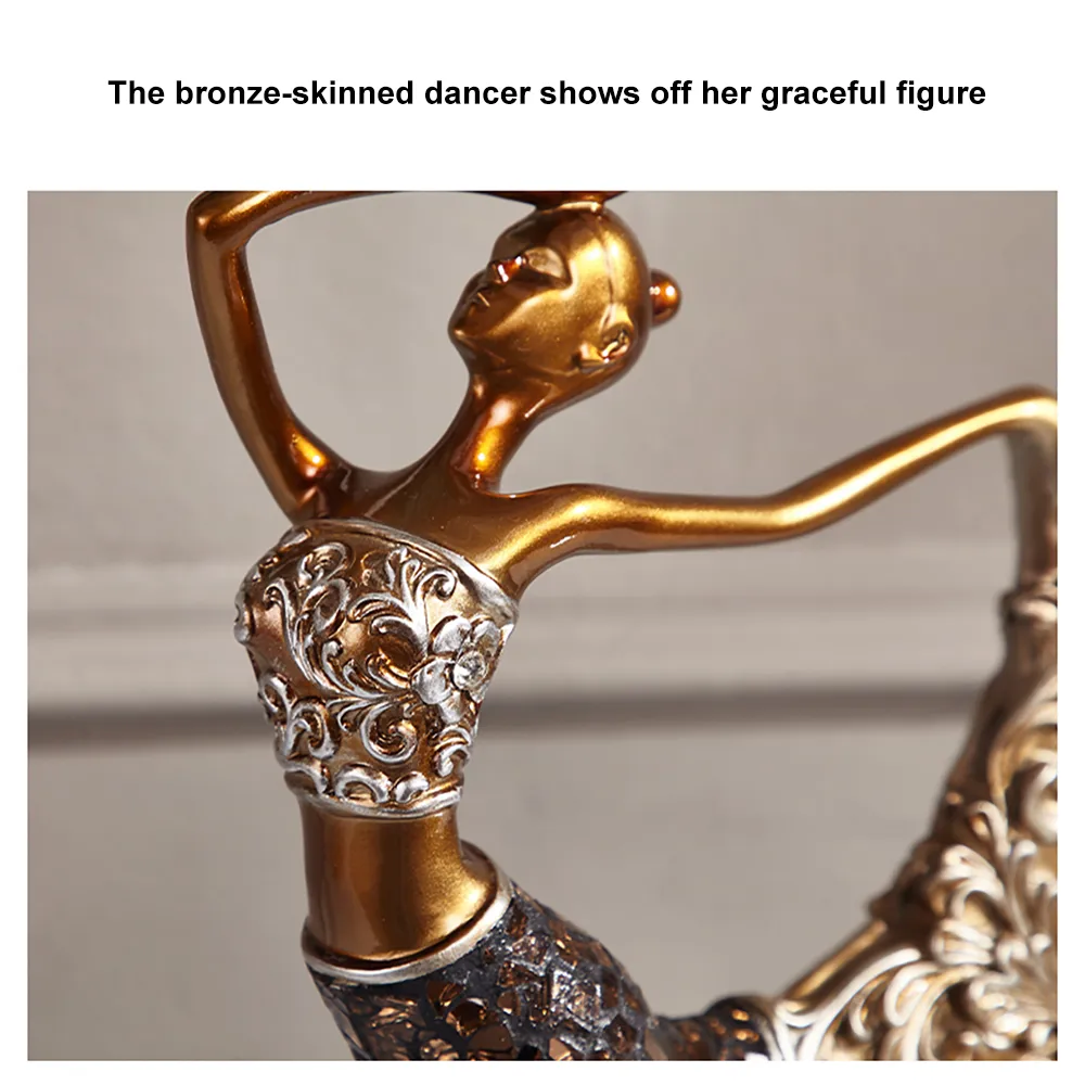 3-Piece Figurine Set – Gold-Toned Dancer Sculptures with Shell Accents — image 6