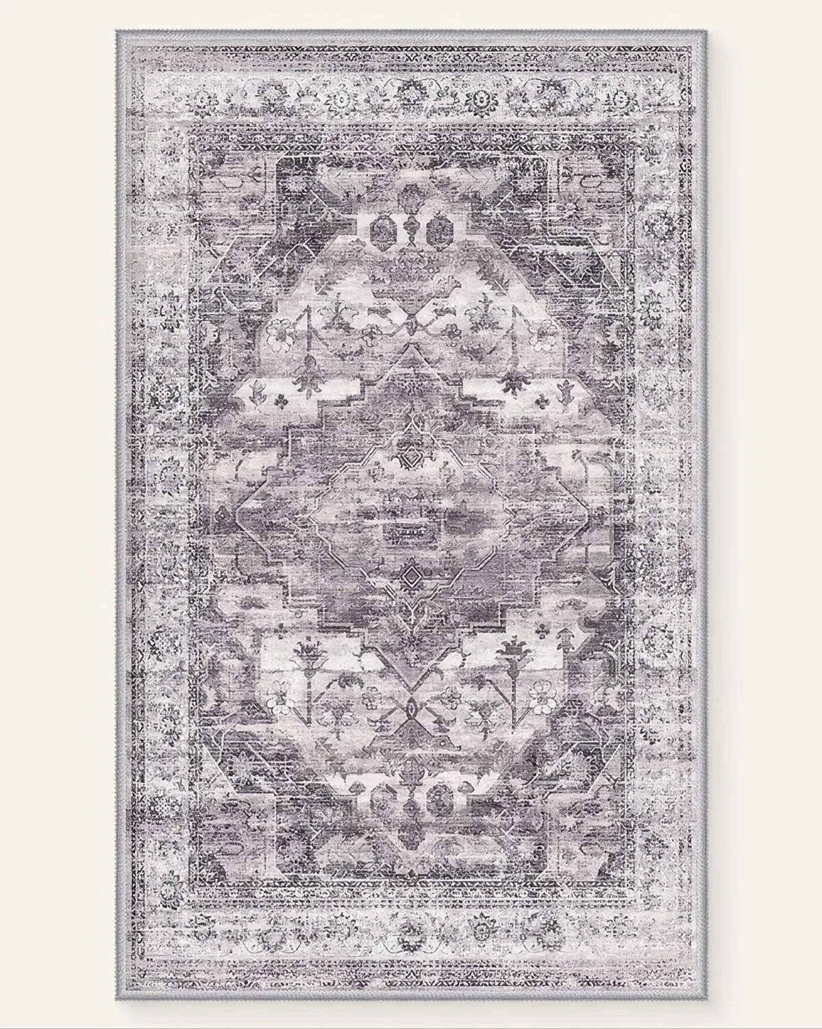 Diana's Garden Gull Gray Washable Area Rug