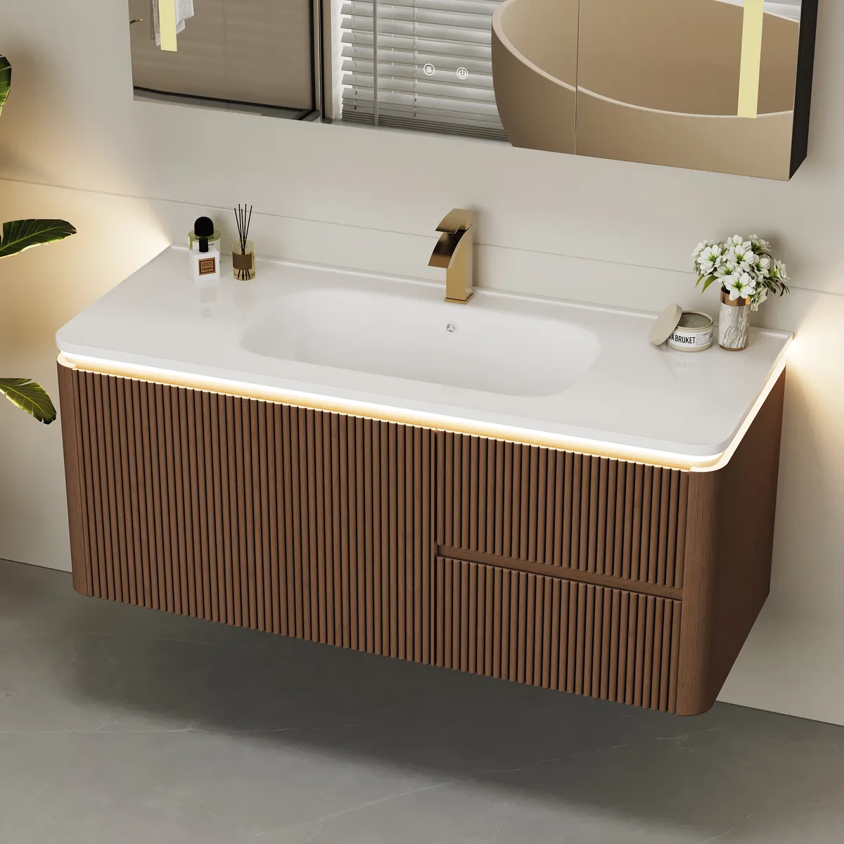 Modern 31.5" Floating Bathroom Vanity with Sink, Soft LED, Ample Storage — image 22