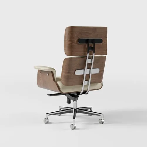 60" Modern MDF & Marble Veneer Desk & Off White Home Office Chair Set High Back — image 7
