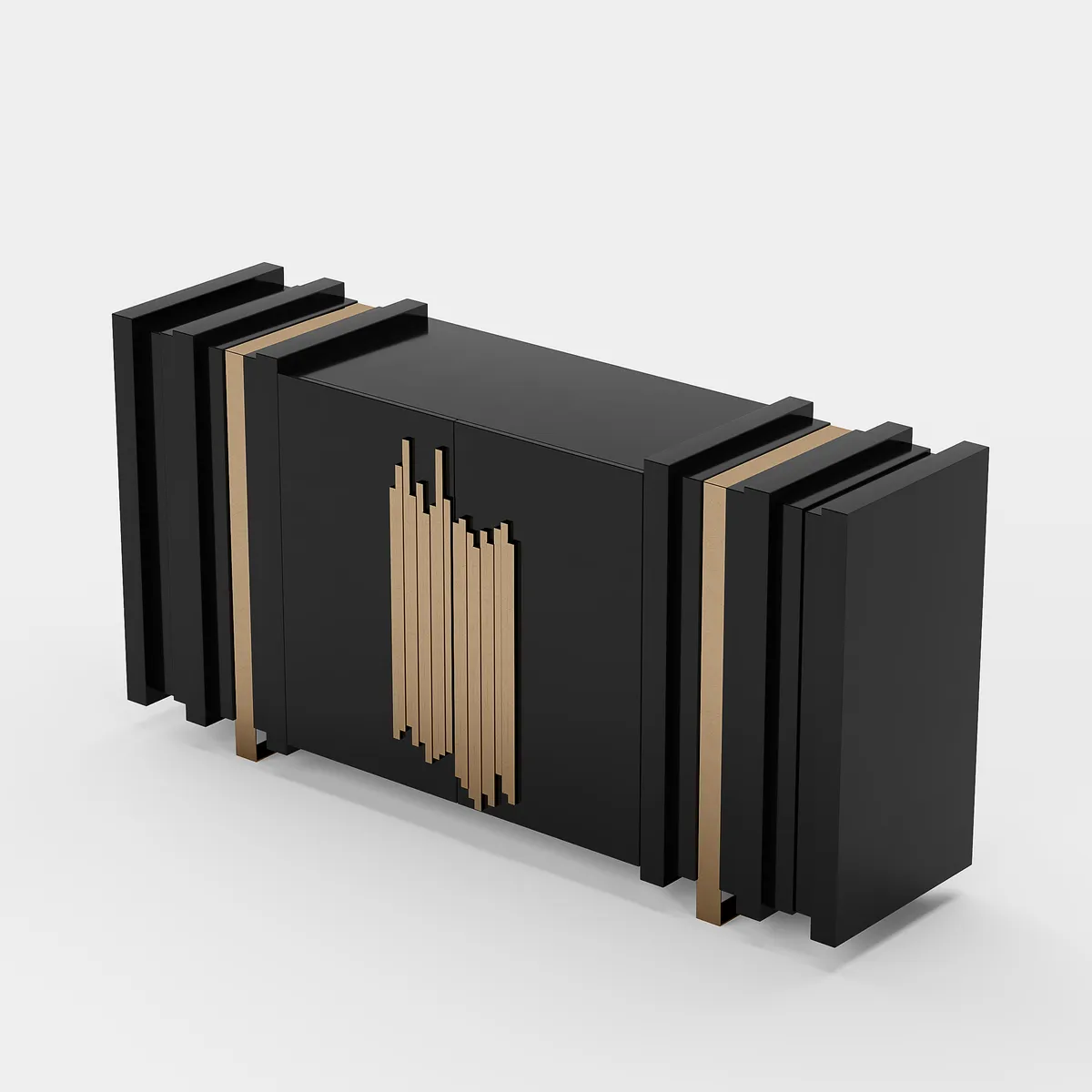 Aurea 63" Light Luxury Sideboard Black Rectangular Buffet with 2 Doors 2 Shelves — image 9