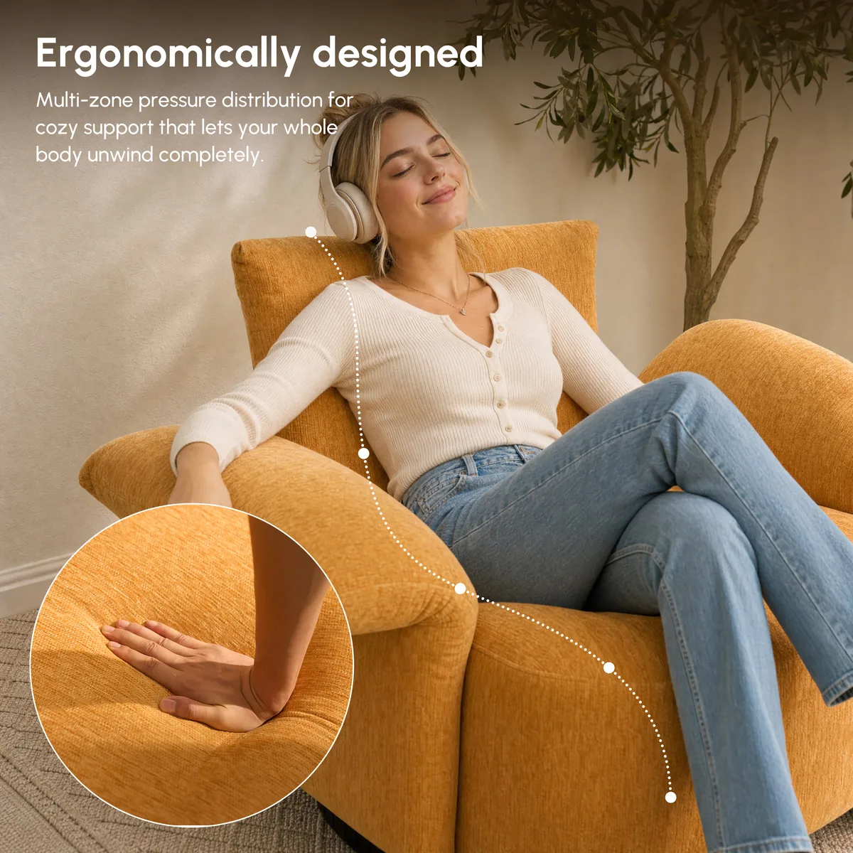 Florvia Chenille Swivel Adjustable-Armrest Accent Chair — image 7