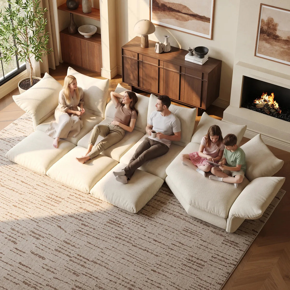 111" 3-Piece Chenille Sectional Sofa with Adjustable Armrests & Backrest — image 24