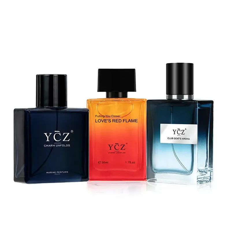 Magnetic Nights Fragrance Set | 3 x 50 mL / 1.7 fl oz | Marine, Love's Red Flame & Club Gent's Aroma | Men's Fragrance Gift Set