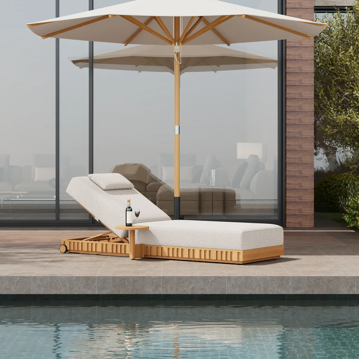 Flutera Outdoor Aluminum Adjustable Fluted Lounge Chaise in Warm — image 5