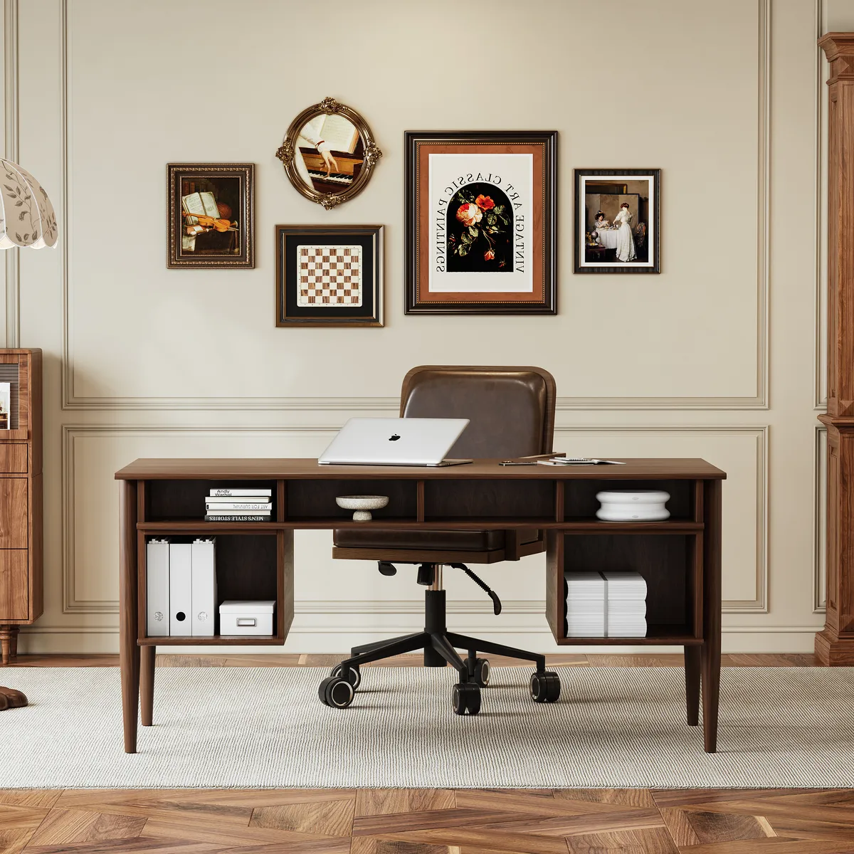 Mid-Century Solid Wood Home Office Desk with 6 Drawers — image 25