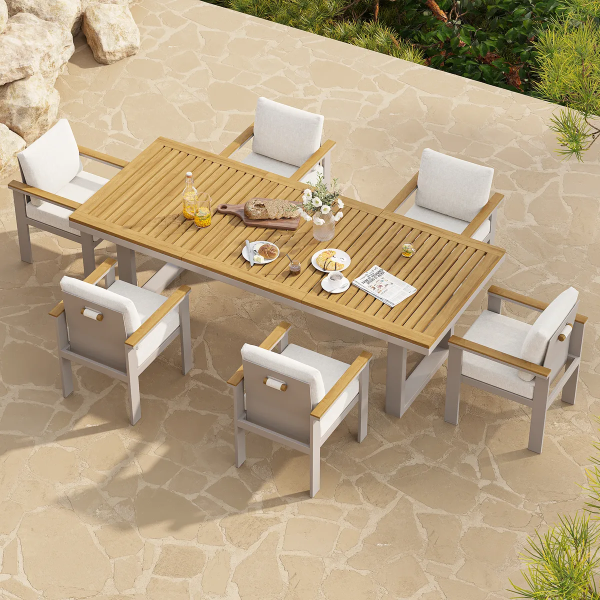 Tevara Outdoor Teak & Aluminum Dining Chairs — image 28