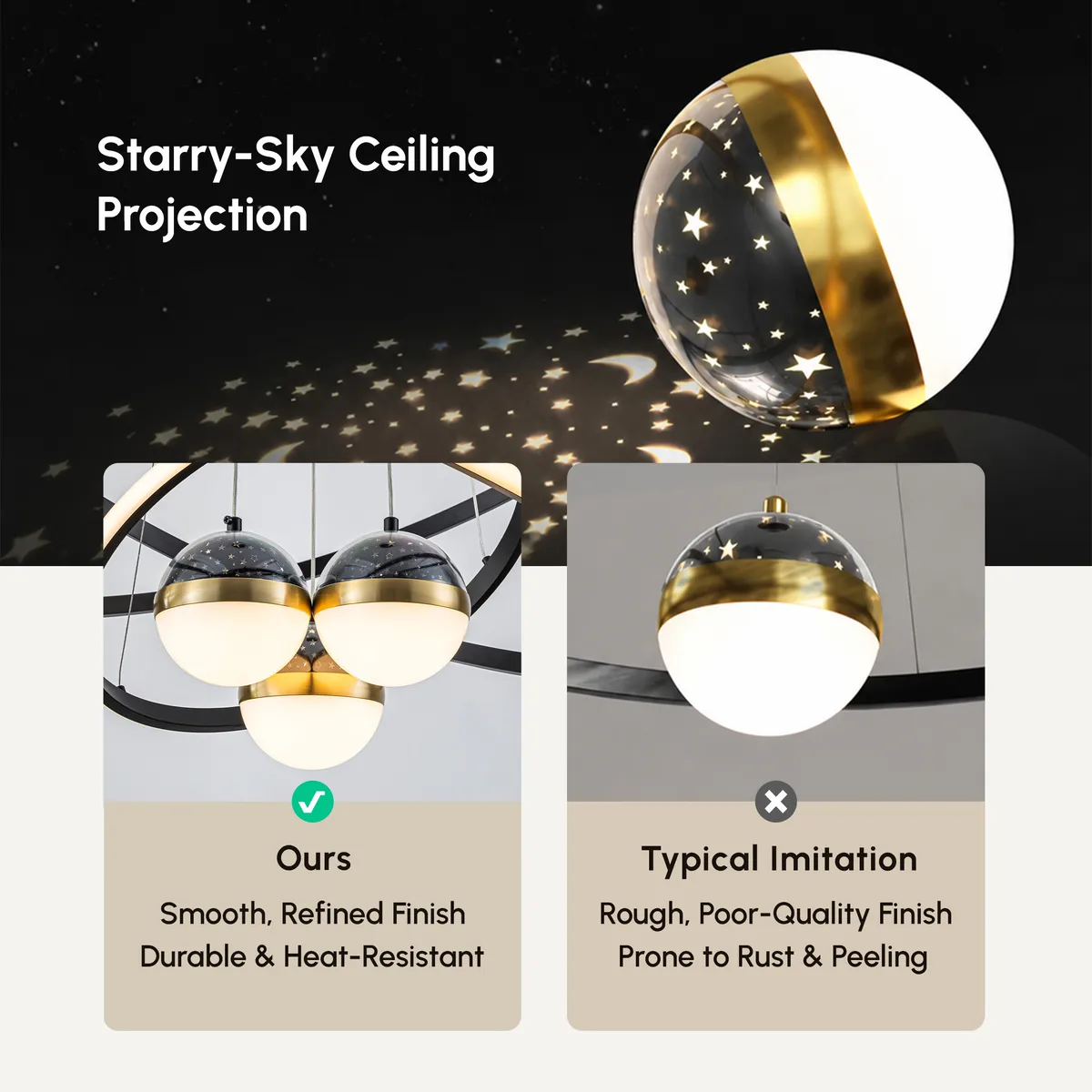 24" 5-Light LED Chandelier with Starry Projection, Dimmable & Adjustable — image 19