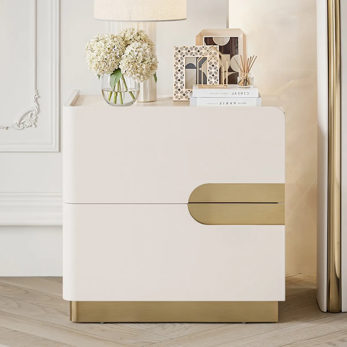 20" Smart 2-Drawer Nightstand with Sintered Stone Top & Charging Station — image 12