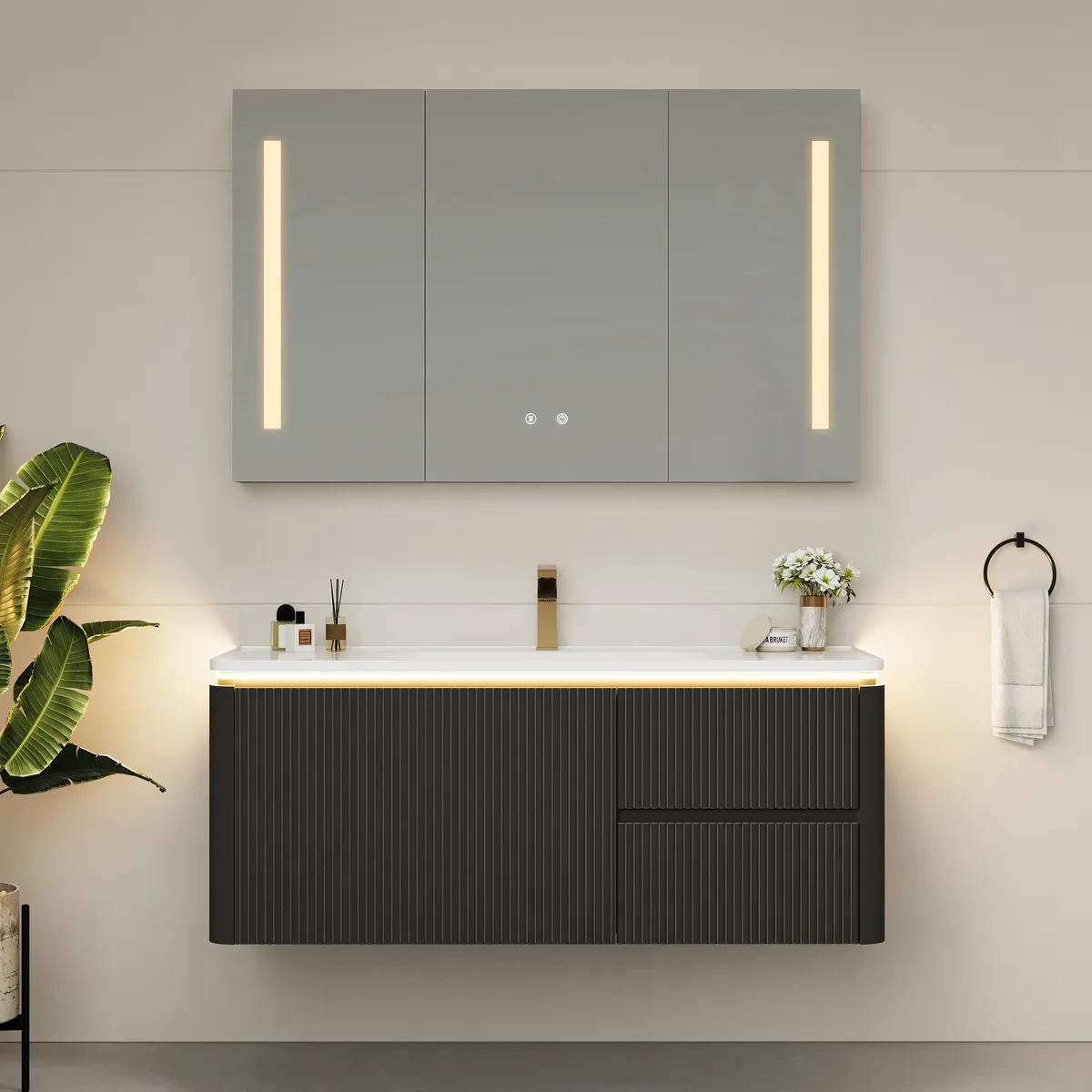 47" Modern Wall-mounted LED Bathroom Medicine Cabinet Vanity Mirror with Storage — image 14